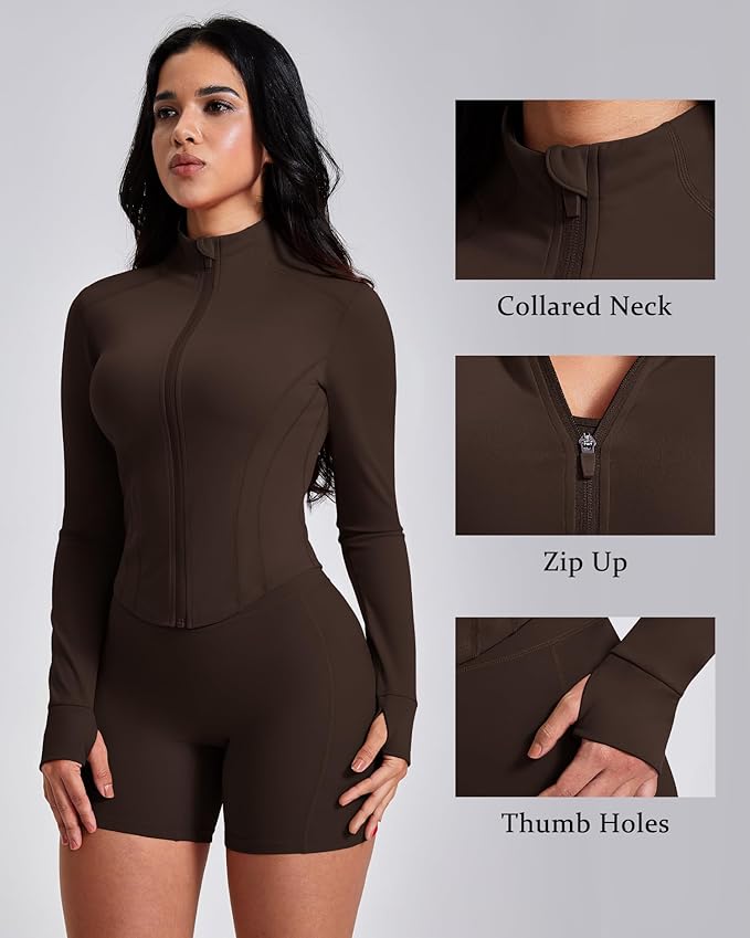 GYM RAINBOW Workout Jackets for Woman Lightweight Athletic Full Zip Running Jacket BBL Cropped Jackets Slim With Thumb Holes