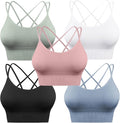 Sykooria 3 Pack Strappy Sports Bra for Women Sexy Crisscross for Yoga Running Athletic Gym Workout Fitness Tank Tops