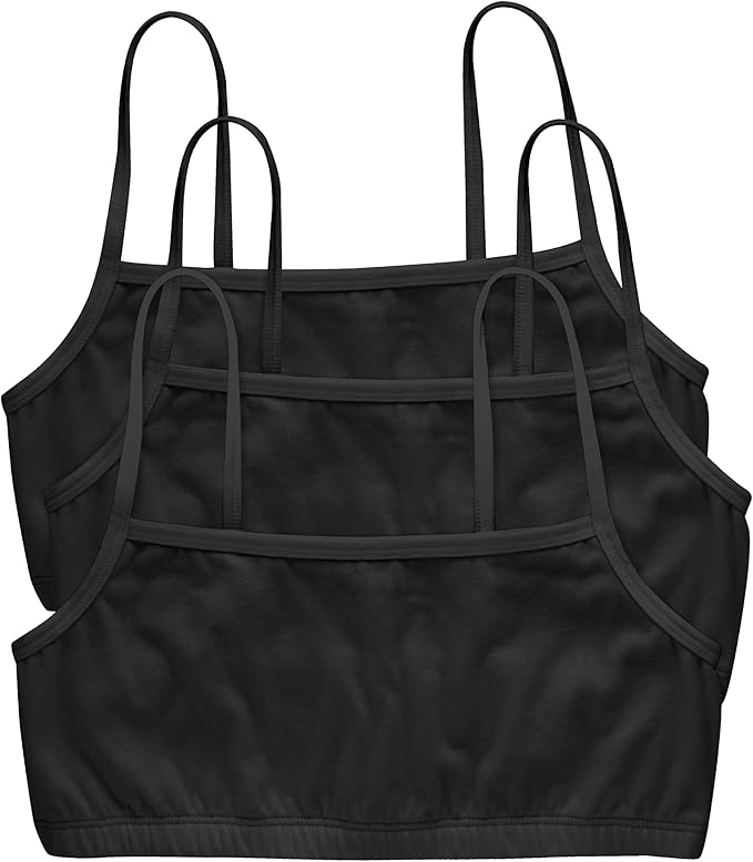 Hanes Women's String Bralette Pack, 3-Pack, Cotton Sports Bralette Bras for Women, Solid or Assorted Wireless Bras