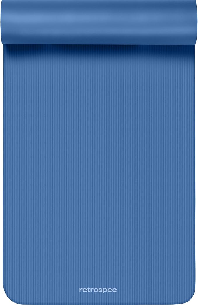 Retrospec Solana Yoga Mat 1" Thick w/Nylon Strap for Men & Women - Non Slip Exercise Mat for Home Yoga, Pilates, Stretching, Floor & Fitness Workouts