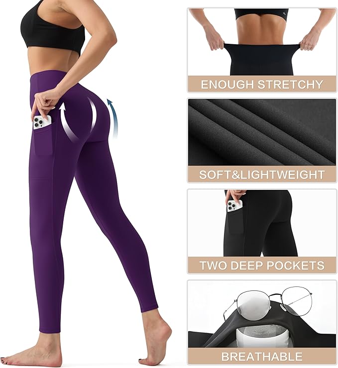 YUDSUD High Waisted Leggings for Women - Tummy Control Yoga Pants for Workout Running Athletic Women's Leggings Plus Size