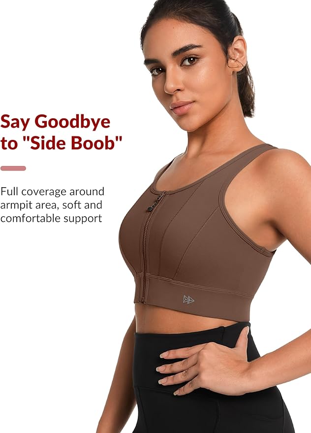 Yvette Front Closure Sports Bras for Women High Support Large Bust Supportive Sports Bra High Impact for Running