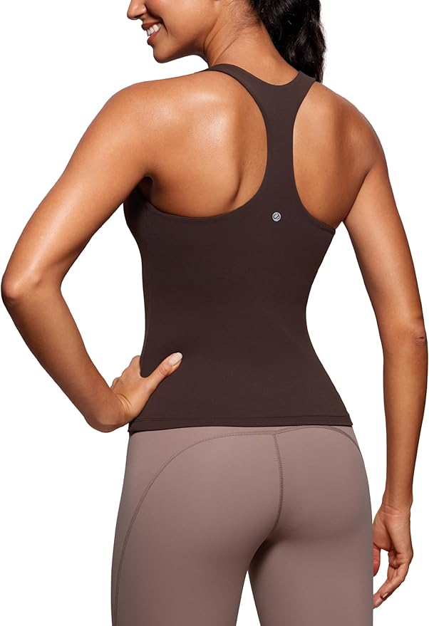 CRZ YOGA Butterluxe Workout Racerback Tank Tops for Women - Padded Athletic Spandex Yoga Shirts with Built in Bra