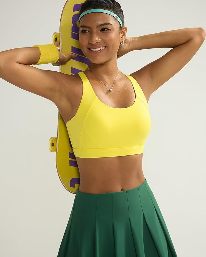 RUNNING GIRL Sports Bra for Women High Support, Molded Cup High Impact Sports Bras for Women with Sewn in Pads