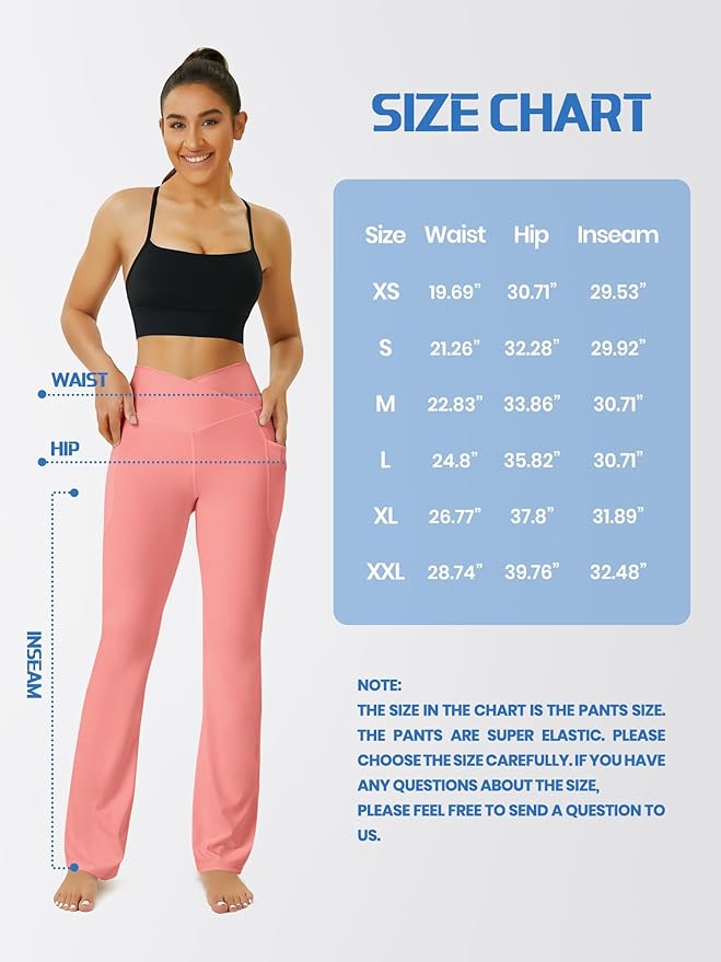 FOHOFO Yoga Pants Women, Flare Leggings for Women with Pockets Crossover High Waisted Bootcut Yoga Pants
