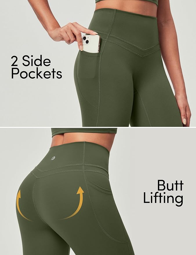 IUGA Compression Leggings with Pockets for Women Tummy Control Leggings No Front Seam Workout High Waist Yoga Pants