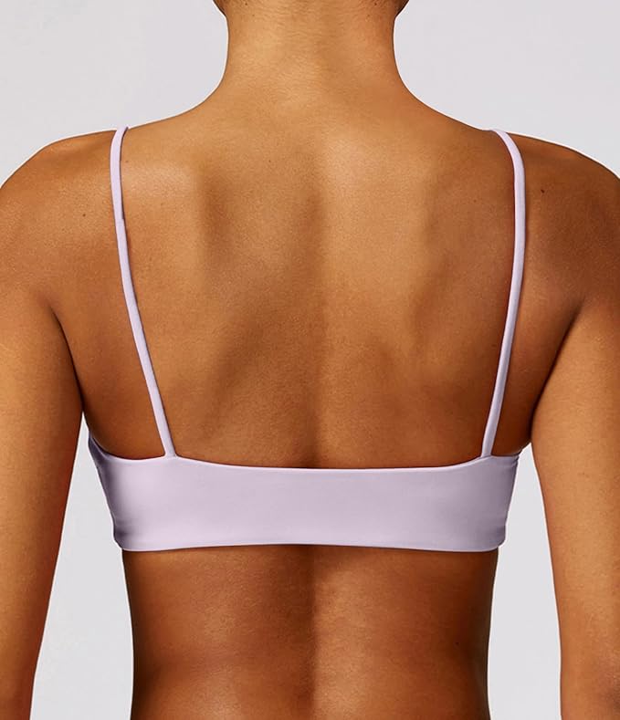 Comper Women's Sports Bra with Thin Straps Stretchy Wirefree Workout Bras Lightweight Workouts Bralette with Removable Pads