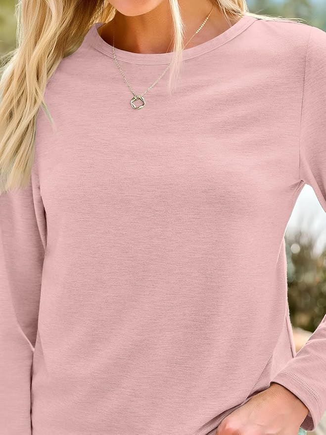 AUTOMET Women‘s Basic Long Sleeve Crewneck, Plus Size Winter & Spring Top, Casual Fall Tee for Teacher & Everyday Outfits