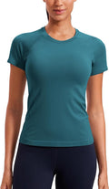 CRZ YOGA Seamless Workout Tops for Women Hip Length - Athletic Running Gym Yoga Short Sleeve Shirts Breathable Crewneck Tees