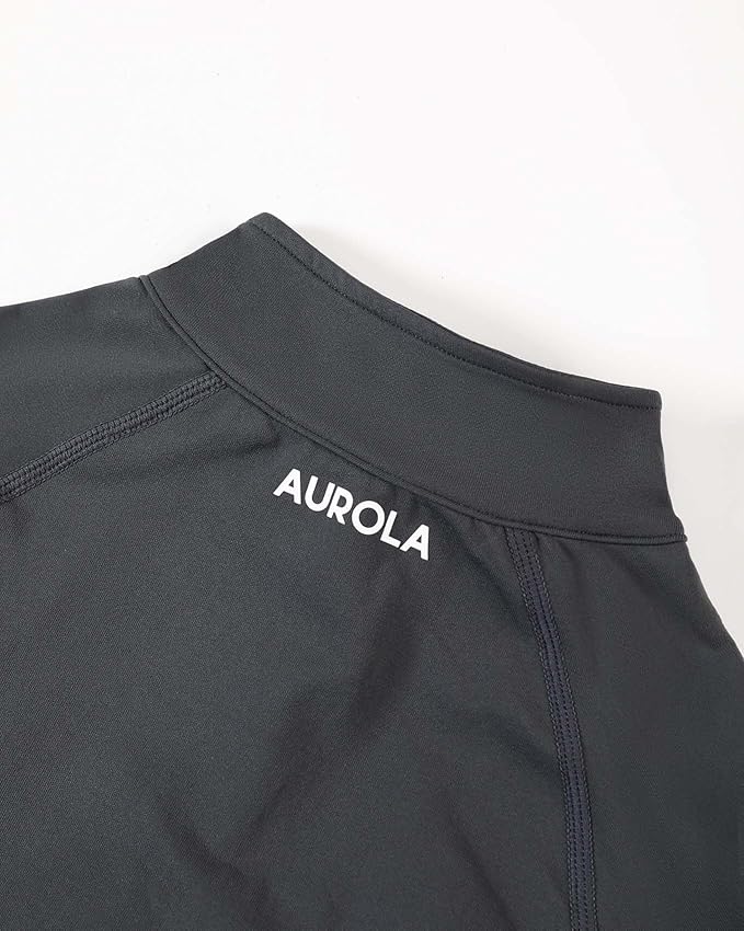 AUROLA Influence Workout Jacket for Women, Half Zip Cropped Slim Fit Long Sleeve Yoga Jackets Athletic Top with Thumb Holes
