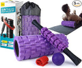 Krightlink 5 in1 Foam Roller Set, High Density Deep Tissue Massager for Muscle Massage, Massage Roller, Massage Ball, Resistance Band for Whole Body Physical Therapy Deep Muscle Massage (Purple)
