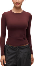 CRZ YOGA Softembrace Crewneck Long Sleeve Shirts for Women - Casual Going Out Tops Soft Basic Fitted Tight Fall T-Shirts