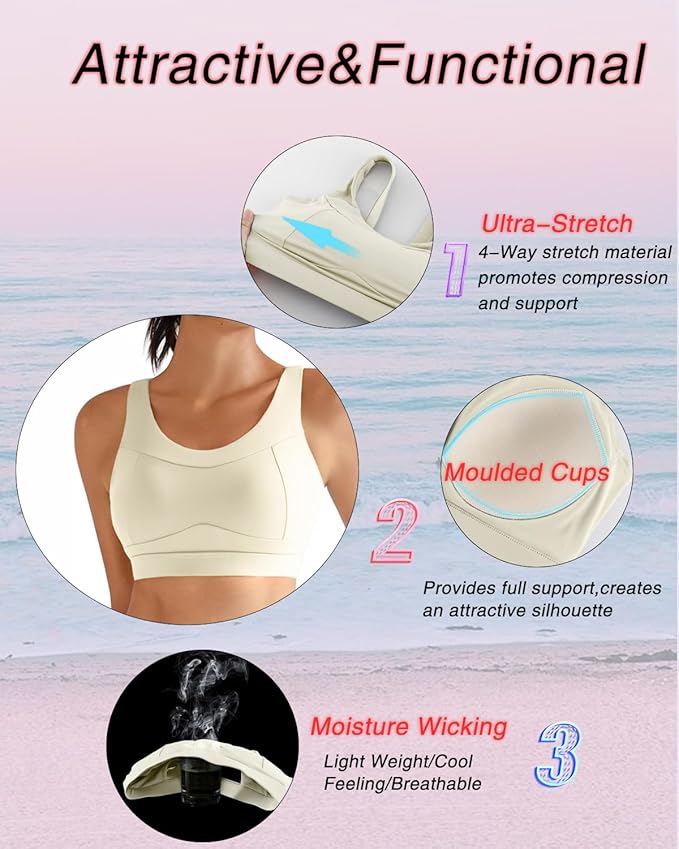 RUNNING GIRL High Impact Sports Bras for Women,Racerback Running Bra Workout Crop Tank Tops Longline Sports Bra Push up