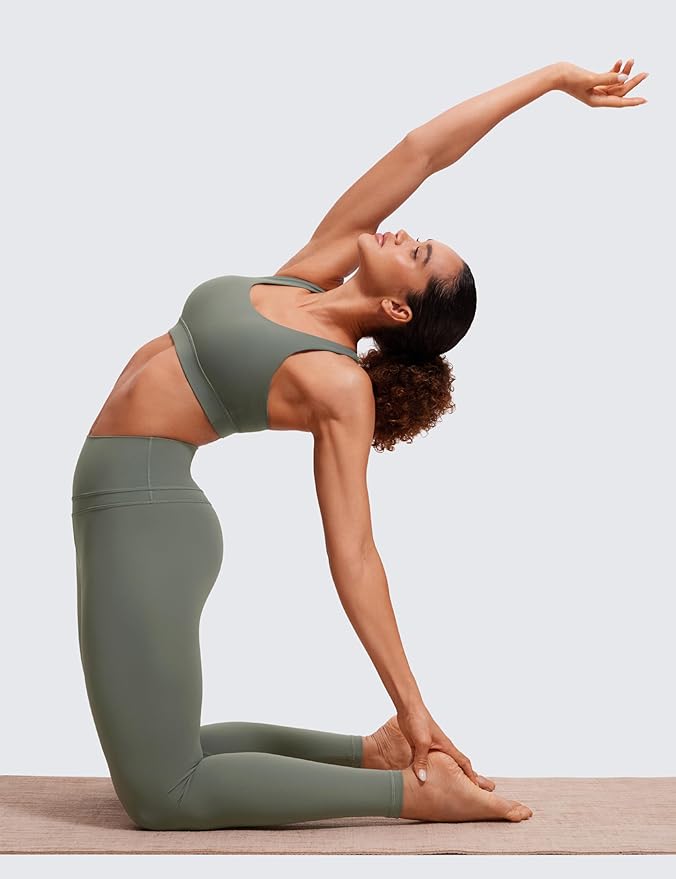 CRZ YOGA Naked Feeling Strappy Padded Sports Bras for Women - Fitness Workout Top Criss Cross Back Yoga Cami