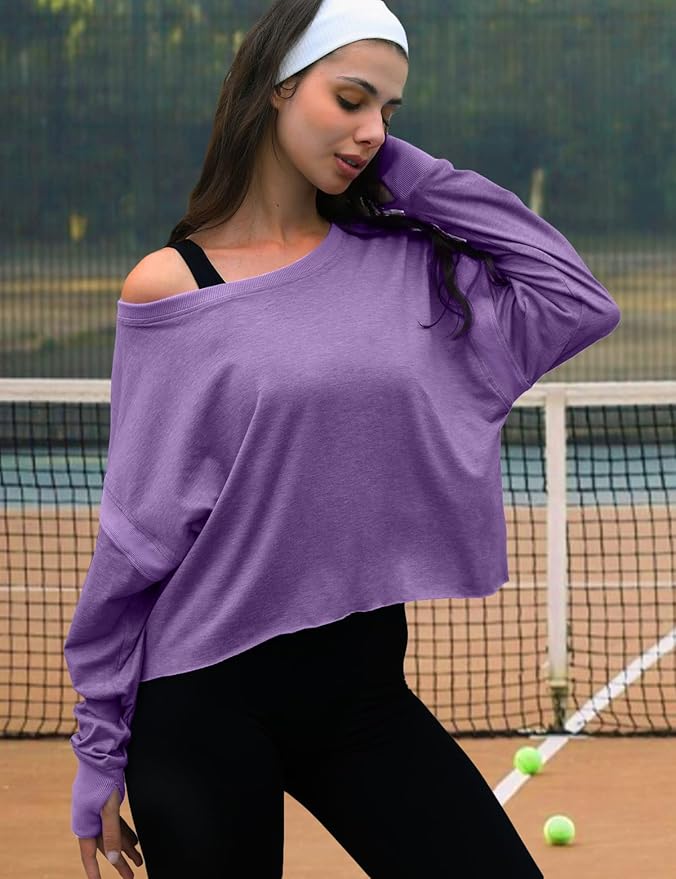 UNIANKIYA Open Back Workout Tops for Women Long Sleeve Cropped Athletic Clothes Gym Running Yoga Low Impact Sports T Shirts