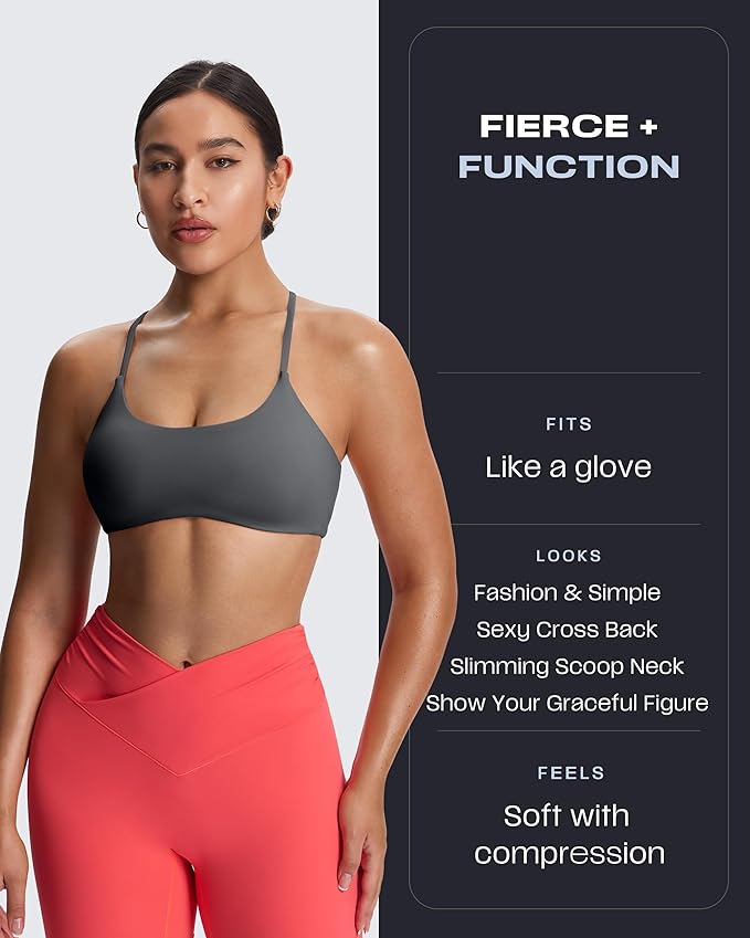 Aoxjox Women's Workout Sports Bras Fitness Trinity Ivy Low Impact Bra Yoga Crop Tank