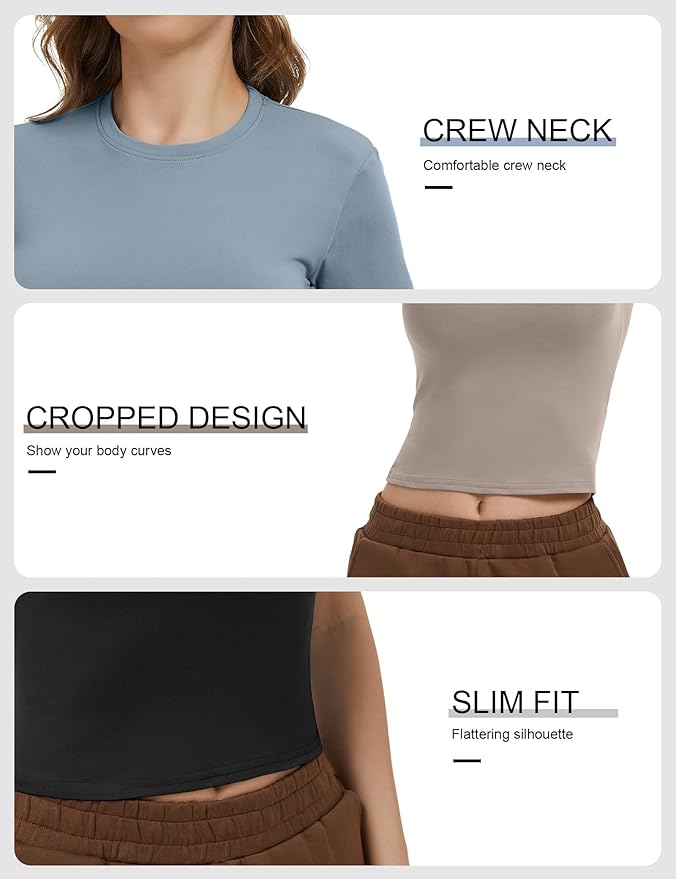 Dalavch 4 Pack Women's Workout Shirts Compression Short Sleeve Crew Neck Running Yoga Gym Athletic Fitted Crop T-Shirts Top