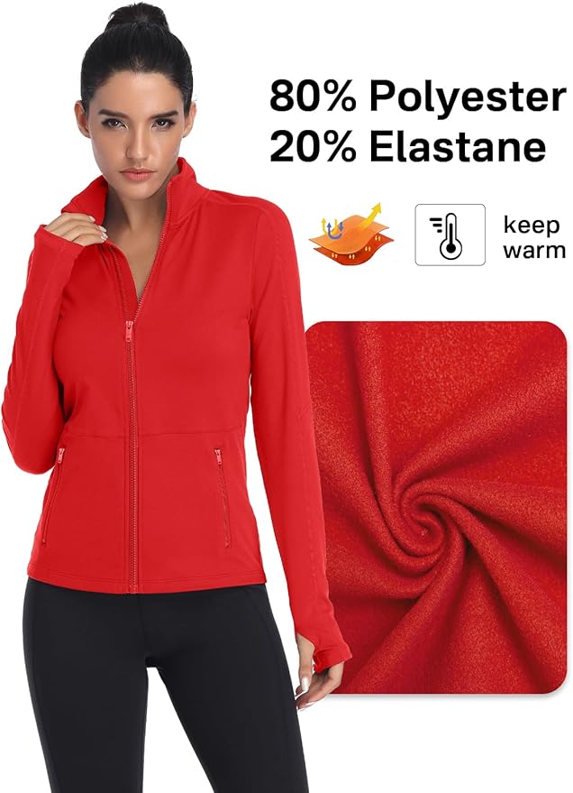 VUTRU Women's Workout Yoga Jacket Full Zip Running Track Jacket Fleece Athletic Jacket