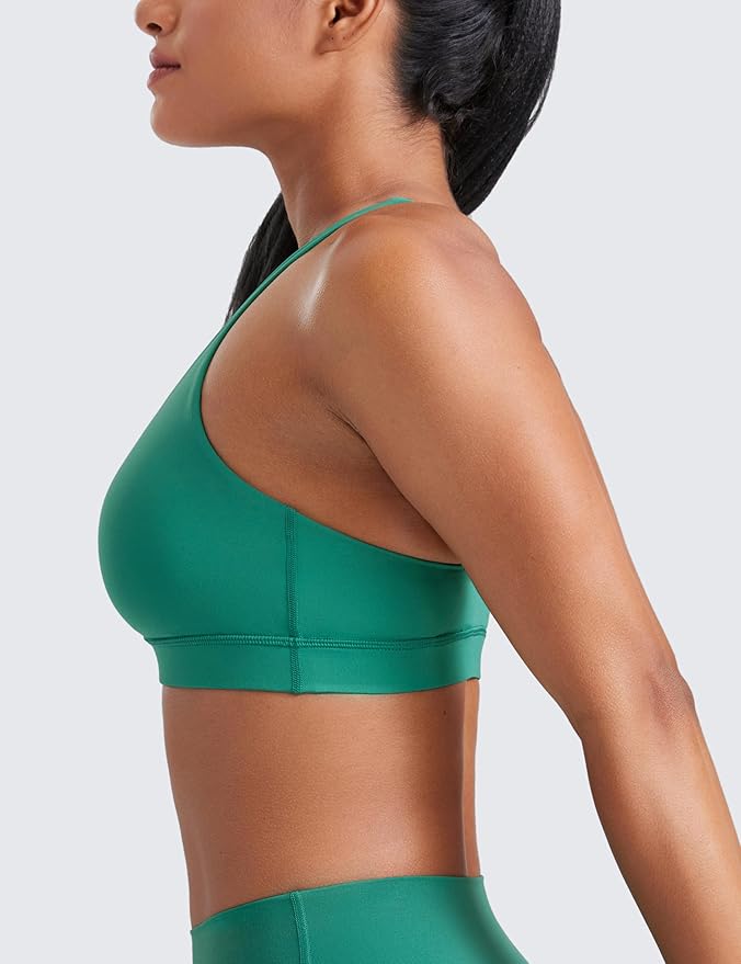 CRZ YOGA Naked Feeling Strappy Padded Sports Bras for Women - Fitness Workout Top Criss Cross Back Yoga Cami