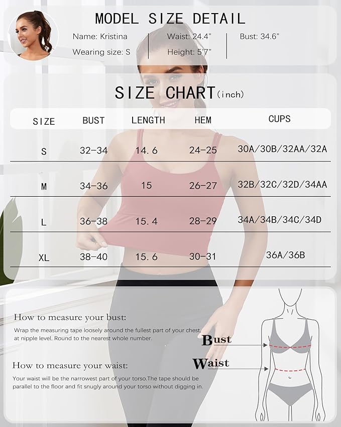 Everrysea Sports Bras for Women High Support Longline Workout Tank Tops Built in Bra Strappy Yoga Padded Crop Top