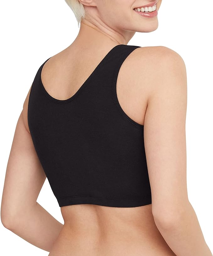 Hanes Women's Pack, Cotton Scoopneck Bralette, Low-Impact Sports Bra, 3-Pack