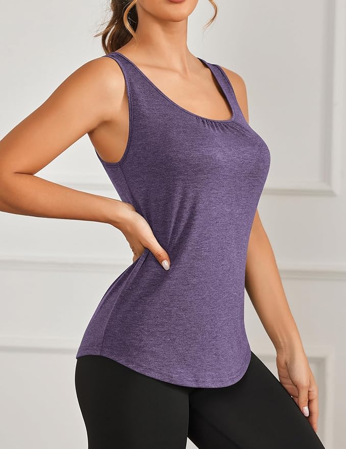 PINSPARK Workout Tops for Women Racerback Tank Tops Sleeveless Athletic Running Shirts Lightweight Yoga Gym Tank,2 Pack S-3XL