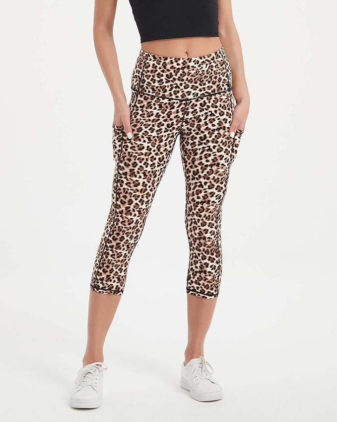 Stelle Women's Capri Yoga Pants with Pockets Essential High Waisted Leggings for Workout