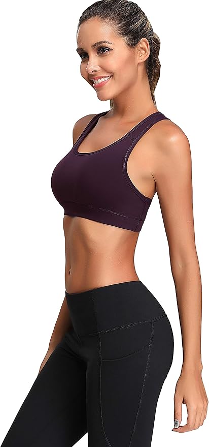 Oalka Women's Racerback Sports Fitness Support Workout Running Bras