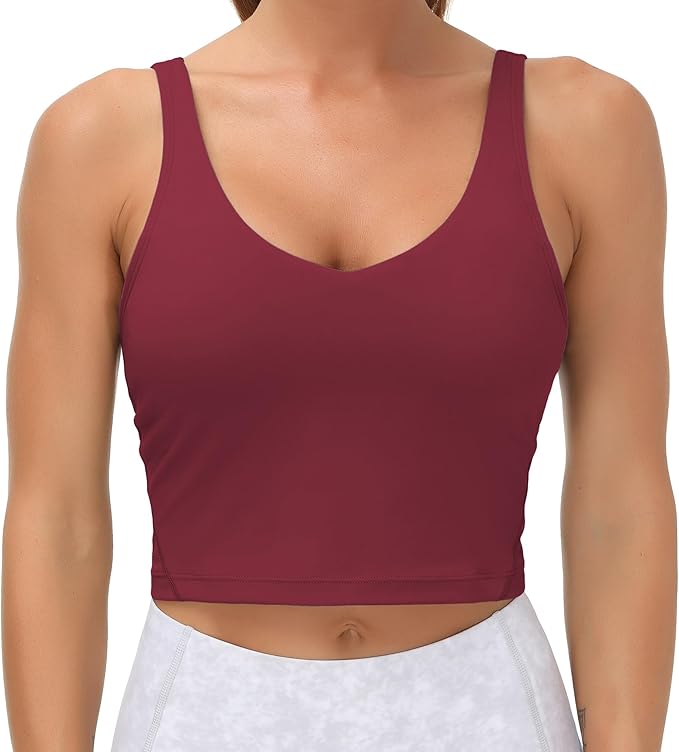 THE GYM PEOPLE Womens' Sports Bra Longline Wirefree Padded with Medium Support
