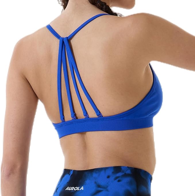 AUROLA Mercury Workout Sports Bras Women Athletic Removable Padded Backless Strapy Minimal Crop Top