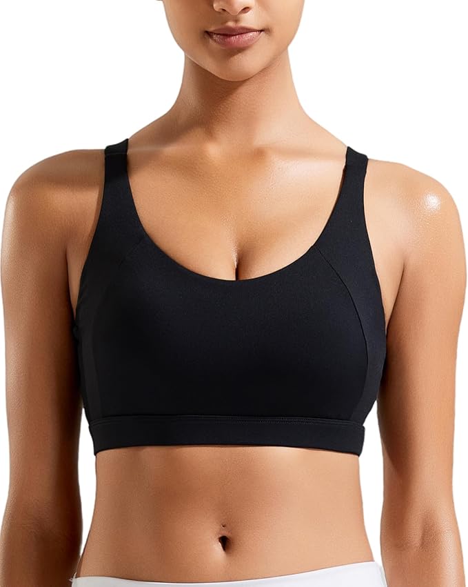 RUNNING GIRL Sports Bra for Women High Support, Molded Cup High Impact Sports Bras with Sewn in Pads