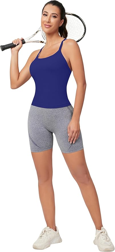 MathCat Workout Tank Tops for Women with Built in Bra, Sleeveless Gym Tops Seamless Racerback Athletic Yoga Shirts