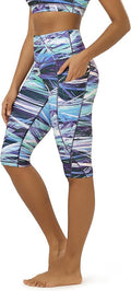 ODODOS Women's High Waisted Yoga Capris with Pockets, Tummy Control Non See Through Workout Athletic Running Capri Leggings