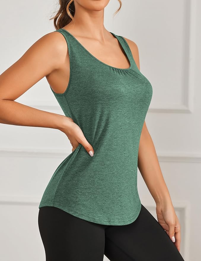 PINSPARK Workout Tops for Women Racerback Tank Tops Sleeveless Athletic Running Shirts Lightweight Yoga Gym Tank,2 Pack S-3XL