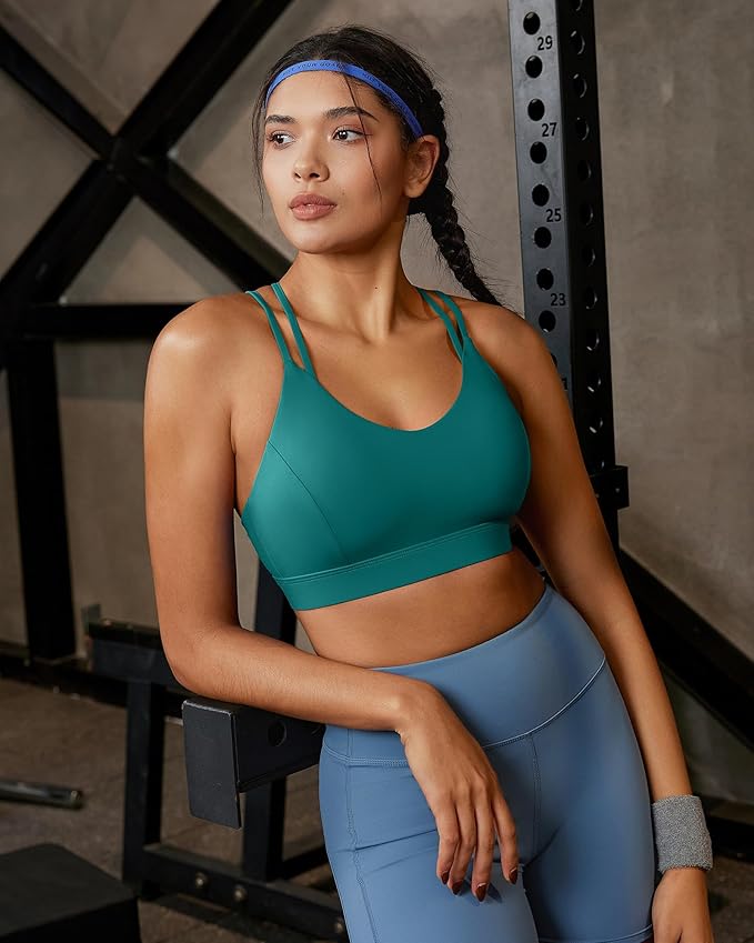 RUNNING GIRL Sports Bras for Women,Strappy Crisscross Back Padded Low Impact Running Sports Bra with Removable Cups