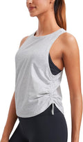 CRZ YOGA Pima Cotton Ruched Side Tank Tops for Women - Workout Athletic Casual Racerback Crewneck Loose Sleeveless Shirts