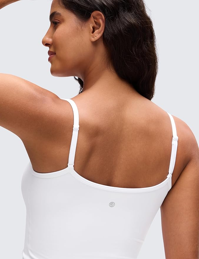 CRZ YOGA Butterluxe Double Lined Cami Tank Tops for Women - Yoga Casual Going Out Soft Scoop Neck Summer Sleeveless Shirt