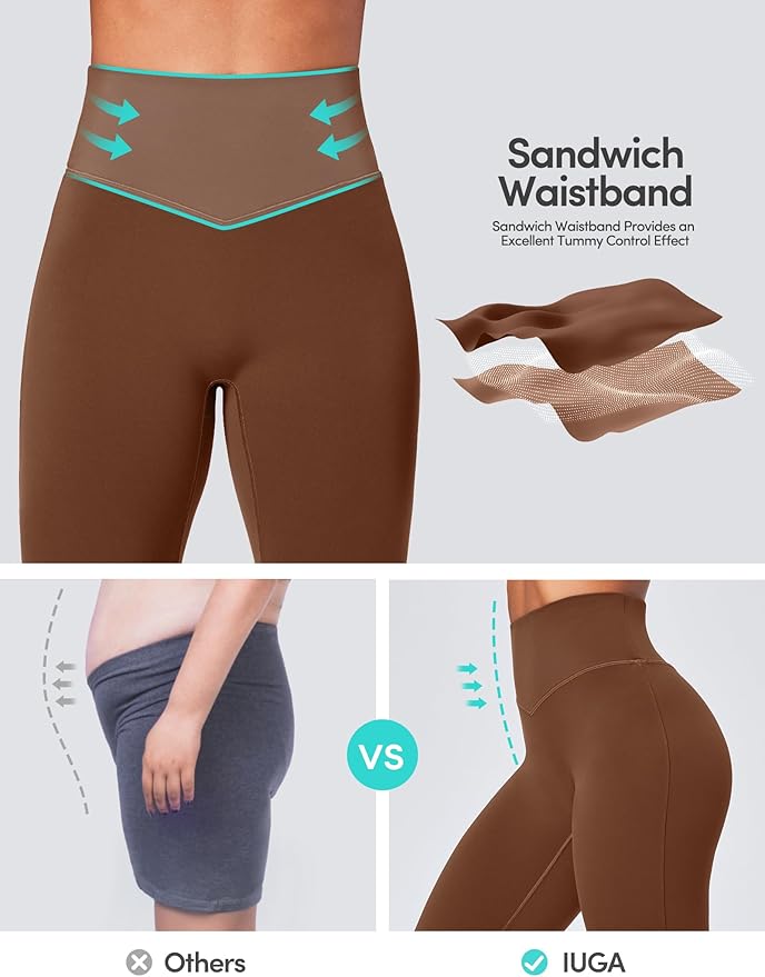 IUGA Flare Leggings for Women Tummy Control Flared Leggings No Front Seam Yoga Pants Women High Waisted Workout Bell Bottoms