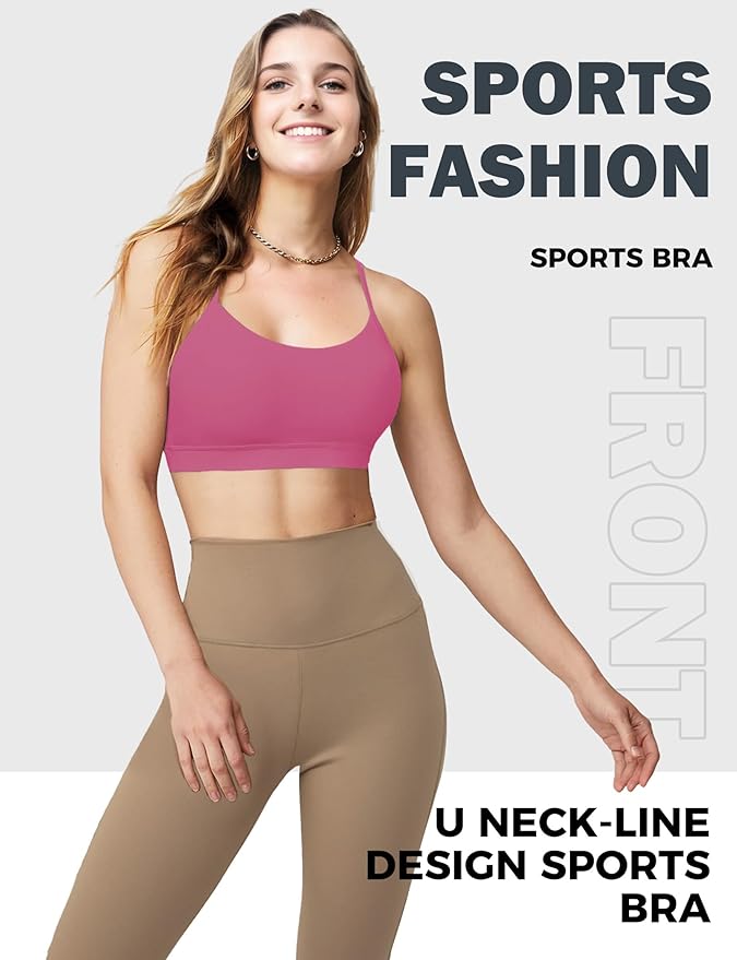 Buauty Sports Bra for Women, Y Back Light Support Workout Bra with Removable Pads for Yoga Pilates Gym