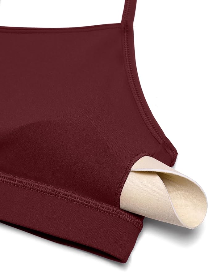 CRZ YOGA Butterluxe Y Back Sports Bras for Women - Padded Racerback Low Impact Spaghetti Thin Strap Workout Yoga Top