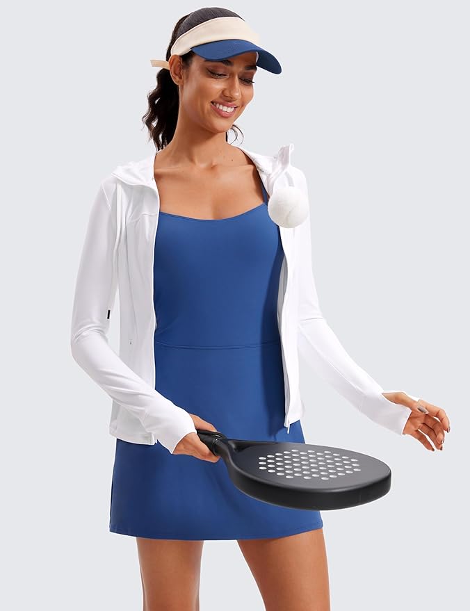 CRZ YOGA Butterluxe Hooded Athletic Jackets for Women - Full Zip Track Casual Tops with Thumb Holes Pockets