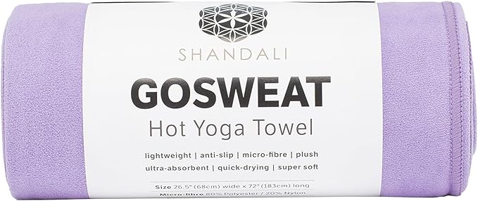 Shandali GoSweat Non-Slip Hot Yoga Towel with Super-Absorbent Soft Suede Microfiber in Many Colors, for Bikram Pilates and Yoga Mats.
