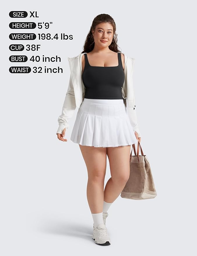 CRZ YOGA Butterluxe Square Neck Crop Tank Tops for Women - Workout Longline Sports Bras Padded Yoga Camisole