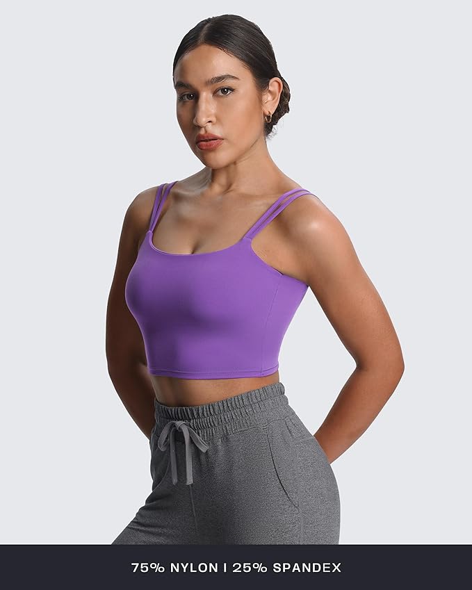 Aoxjox Women's Workout Sports Bras Fitness Yoga Crop Tank Metamorph Twist Back Cami