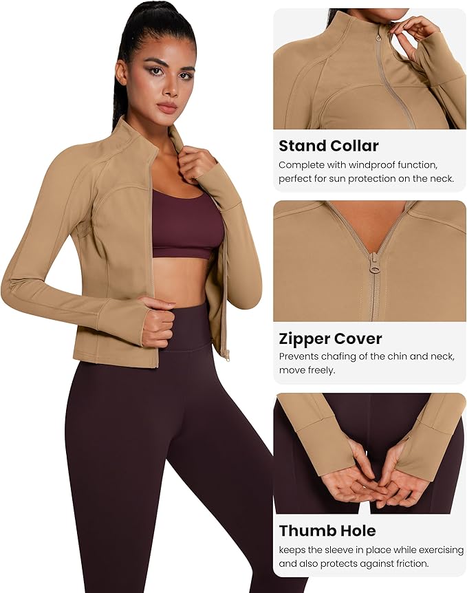 Womens Zip Up Bbl Jacket Lightweight Cropped Athletic Jacket Track Gym Workout Jackets for Running Yoga Hiking