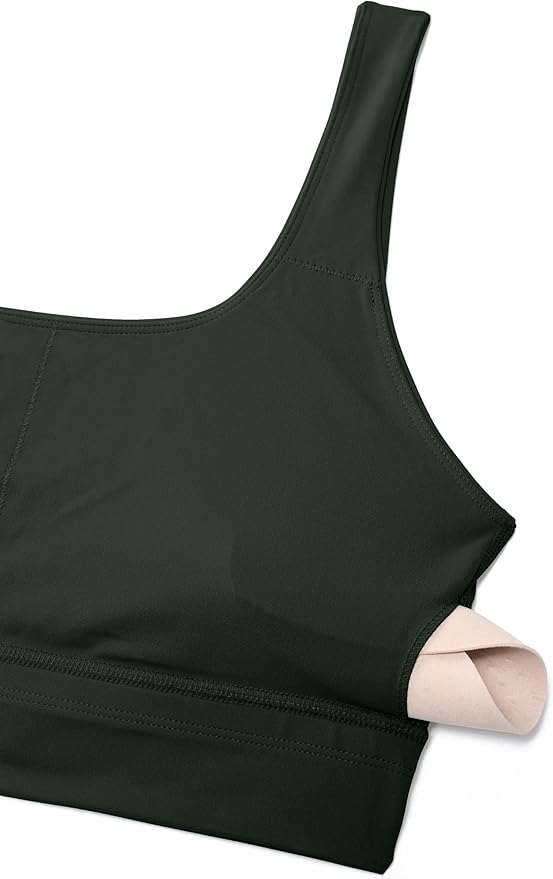 CRZ YOGA Butterluxe U Back Longline Sports Bras for Women - Scoop Neck Padded Yoga Workout Crop Top with Built in Pads