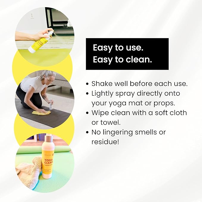 Yoga Clean – Eco-Friendly Yoga Mat Cleaner & Deodorizing Spray | Neutralizes Sweat & Odor to Protect Your Mat | 8 oz Plant-Based Formula, Spa-Like Scent, Made in the USA