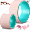 5 Pack Yoga Wheel Set Back Stretcher Wheel for Deep Tissue Massage Foam Roller for Back Pain Relief & Stretching, Trigger Point Therapy Ball, Resistance Loop Exercise Bands, Massage Roller