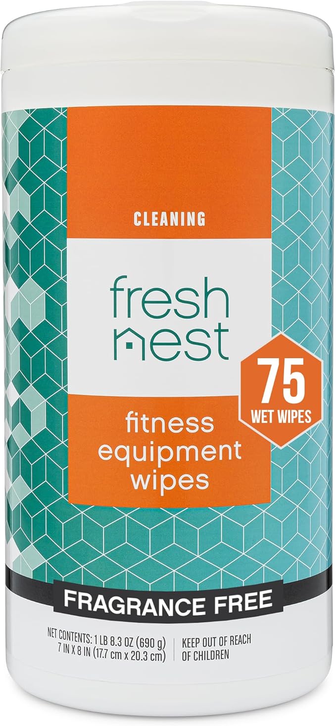 Fitness Equipment Wipes - Cleaning Wipes for Yoga Mats, Pilates Studios, Gyms, Peloton & Cycle Bikes, Spas - Fragrance-Free Wipes Surface Cleaning for Home, Office, Gym 75-Count