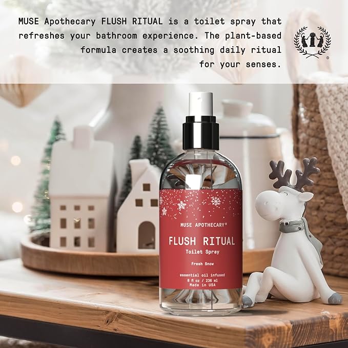 Muse Apothecary Flush Ritual - Aromatic & Refreshing Toilet Spray, Use Before You Go, 8 oz, Infused with Natural Essential Oils - Fresh Snow